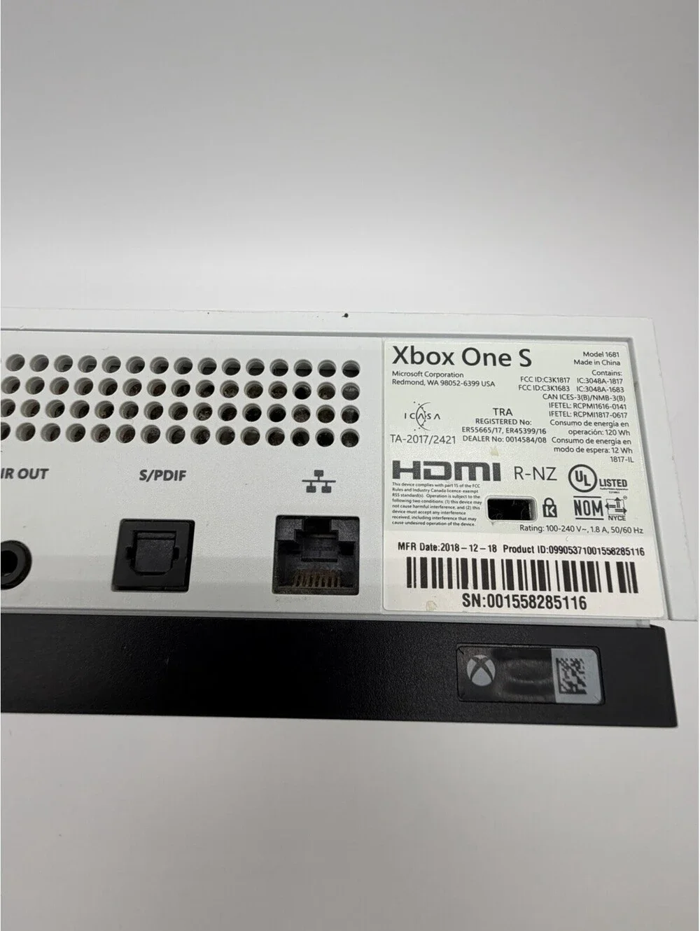 Microsoft Xbox One S 1TB Console Gaming System Only White 1681